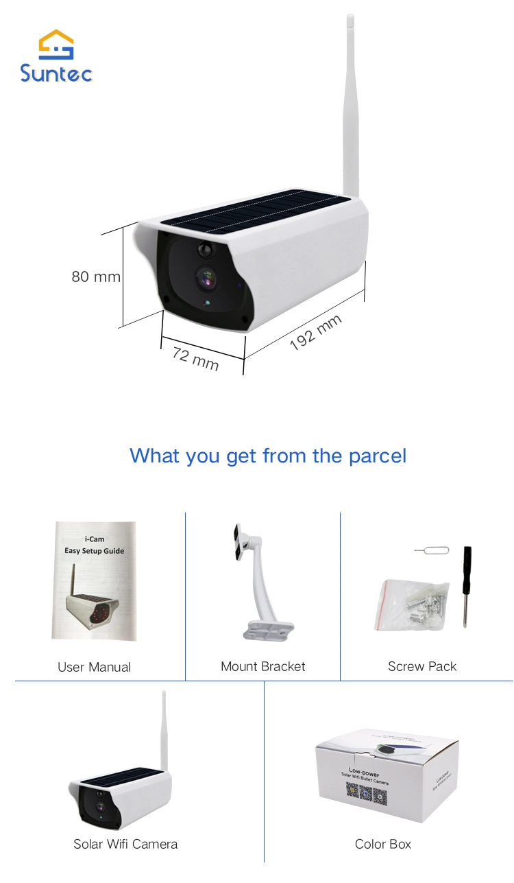 Appareil photo numérique de vidéosurveillance solaire sans fil panneau solaire de batterie intelligente 1080P étanche à l'extérieur de Vision de nuit