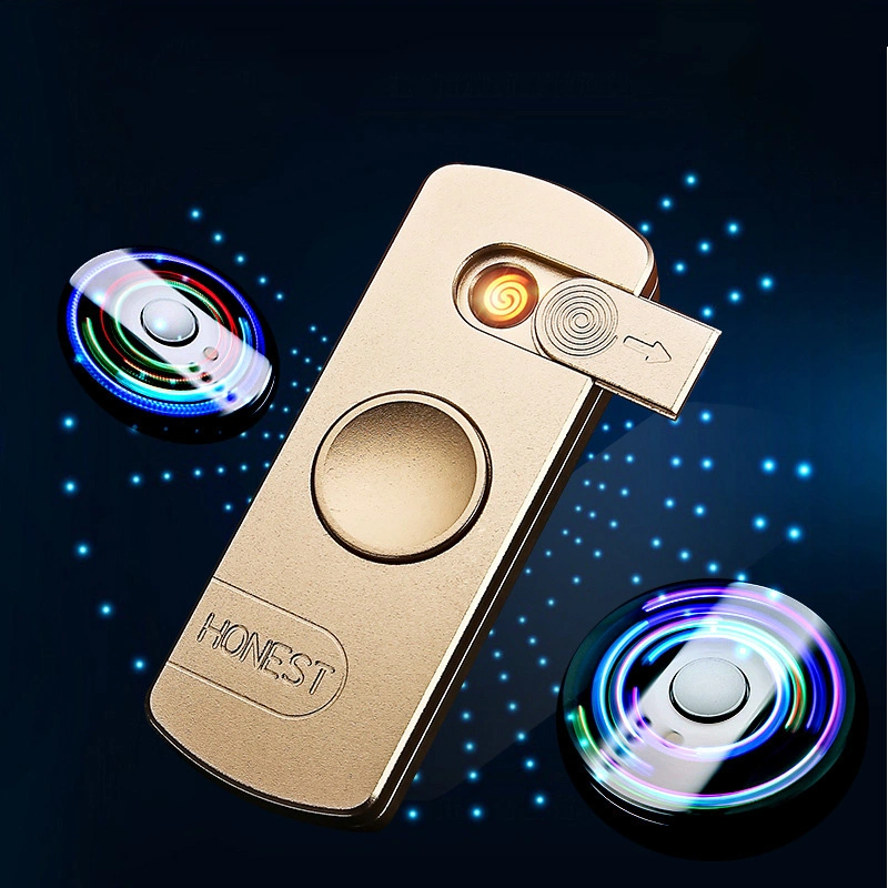 Flameless Thin Fancy Light LED Touch Sensitive Coil Electric USB Creativo Fidget Spinner Arc más ligero