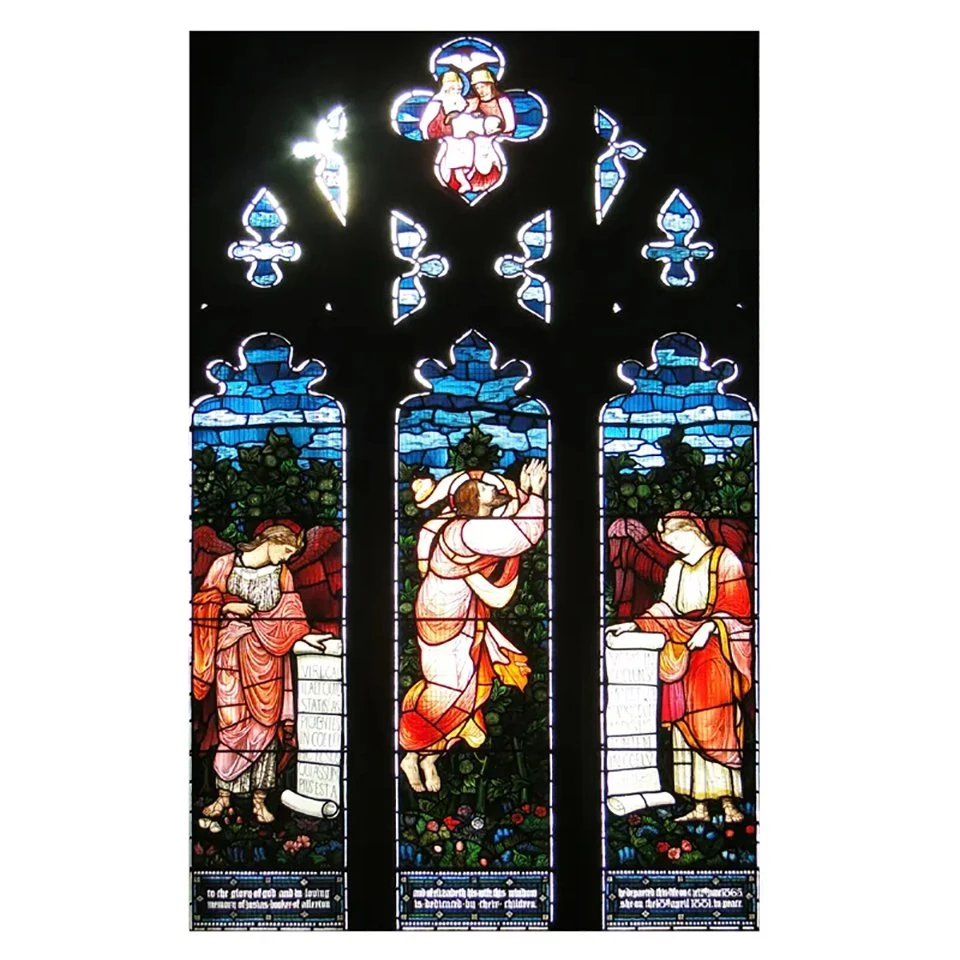 China Supply High quality/High cost performance  Modern Decorative Colored Church Tiffany Stained Tempered Glass Manufacturer Religious Design Art Decorative Glass