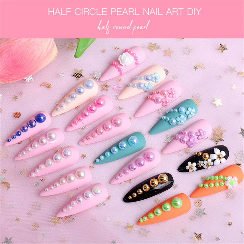 Mix taille Nail Art Perles Conseils demi-ronde Ab perles brillantes 3D de perles d'Ongles Rhinestone Décoration Manucure Salon d'alimentation bricolage