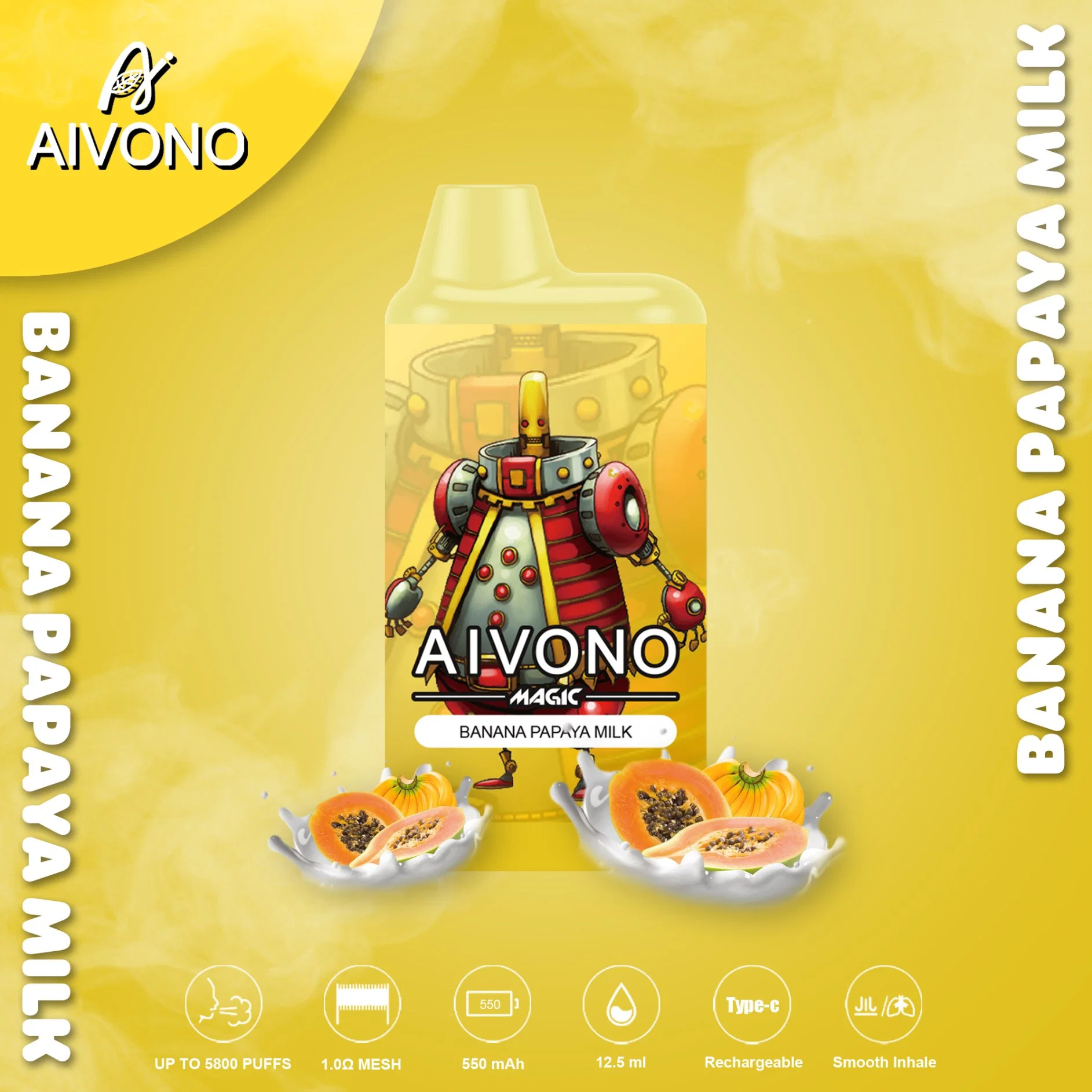 Wonderful Taste Rechargeable Disposable/Chargeable Ecig Aivono Supplier Aim Magic 5800 Puffs Type-C Charge Kubik Mazaj Ene Crystal Vabar Vapengin Tugboat