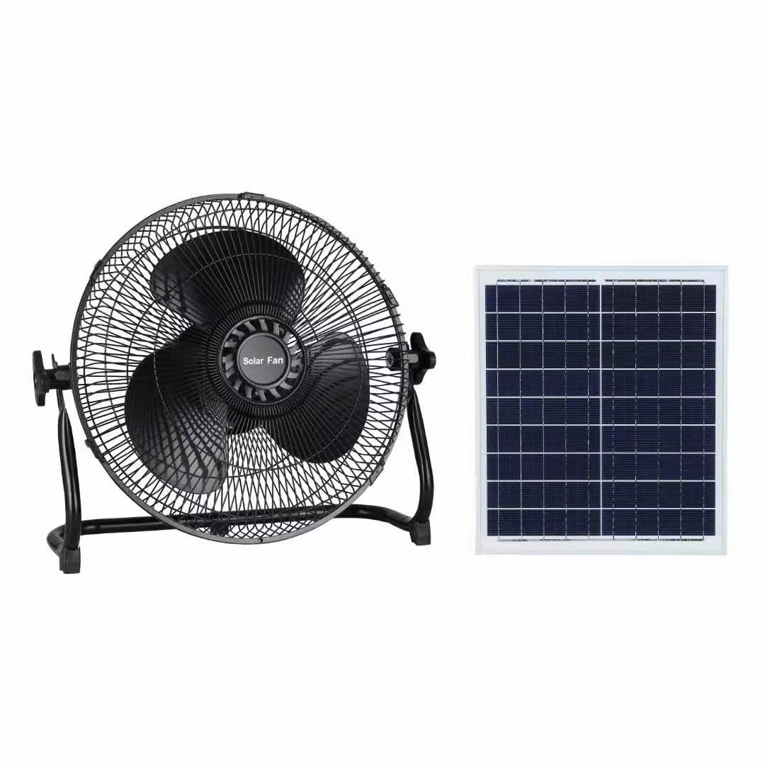 Ventilador de mesa solar recargable de 16" con batería 12V 3 años Garantía