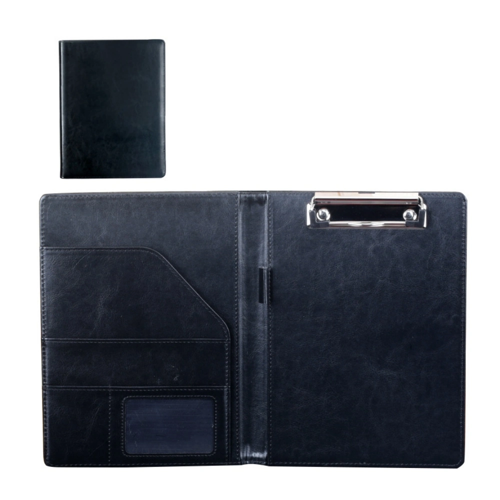 Magnetic Closure Metting Document File Organizer PU Leather Portfolio Presentation Folder with Metal Clip