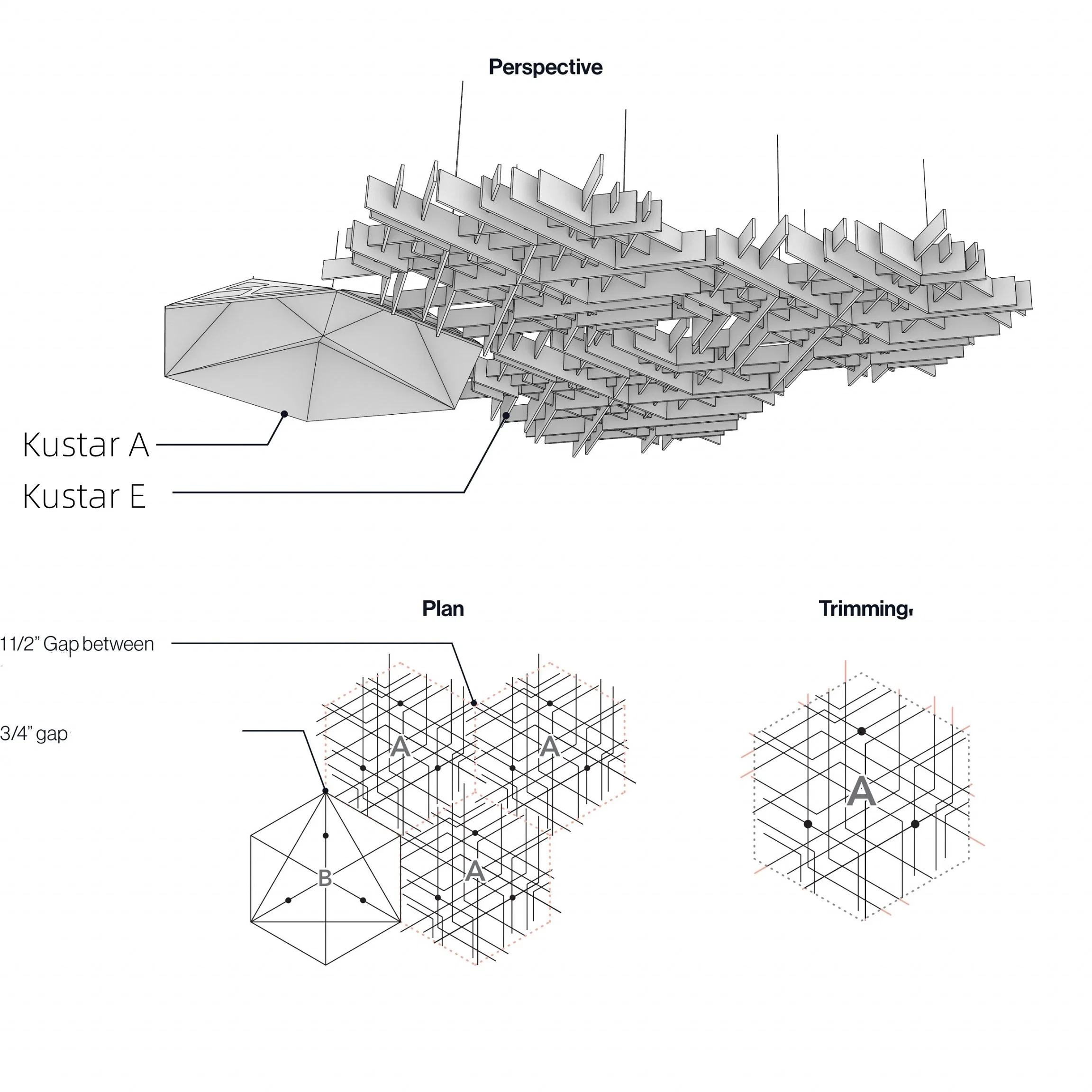 3D en fibre de polyester Kustar E Kusgrid acoustique à partir d'Kingkus