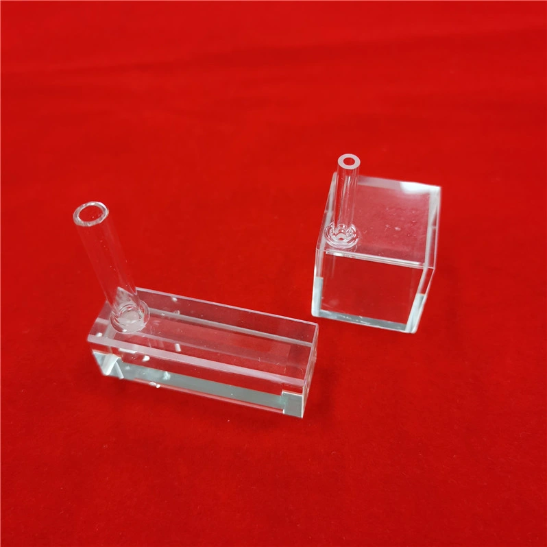 Résistance à la chaleur haute pureté Personnalisez la cellule optique en quartz transparente cubique Cuvette en verre pour chambre atomique