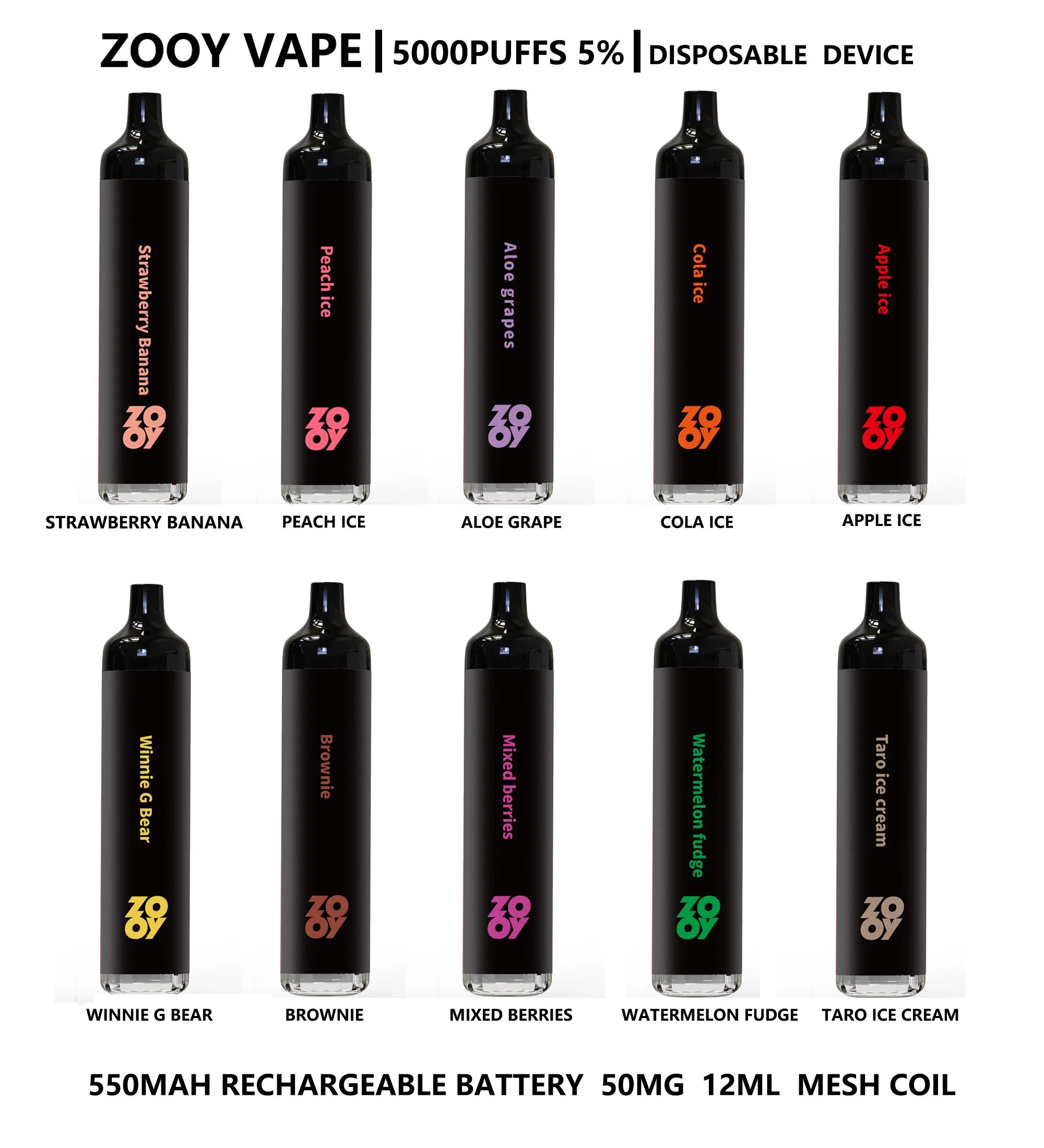 Moda desechable Zooy Apex 5000 Puffs VAPE lápiz mayorista E Cigarrillo