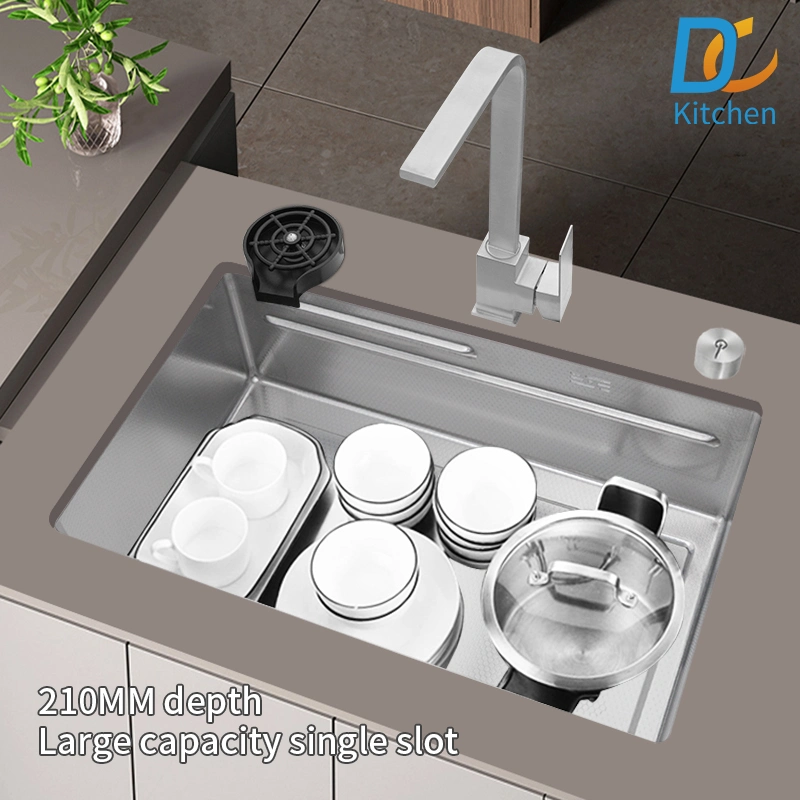 SUS304 Stainless Steel Sink with Honeycomb Embossed, Under The Table, Kitchen Large Single Sink