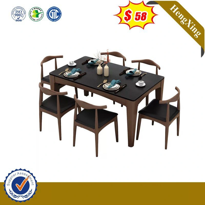 Alta calidad de color oscuro y tipos de madera diseños de juego de mesa de comedor para el hogar