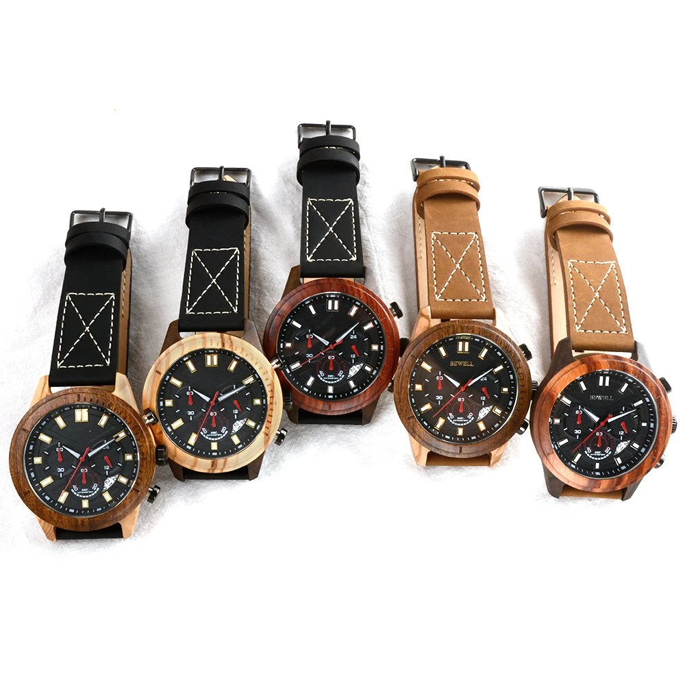 Reloj de madera Bewell de alta calidad hecho a mano para hombres Reloj de lujo