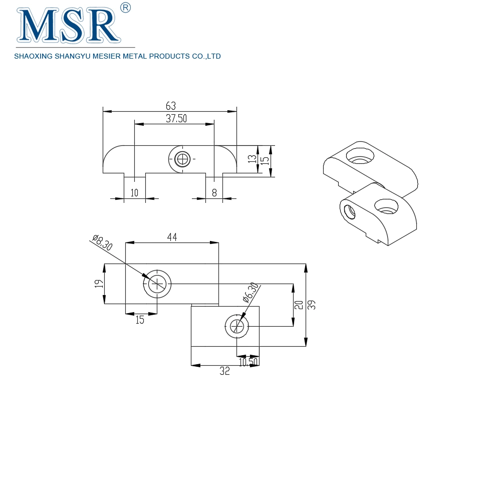 6061-T6 Aluminium 4530er Standard Lift-off Window and Door Hinge for Aluminium Profile