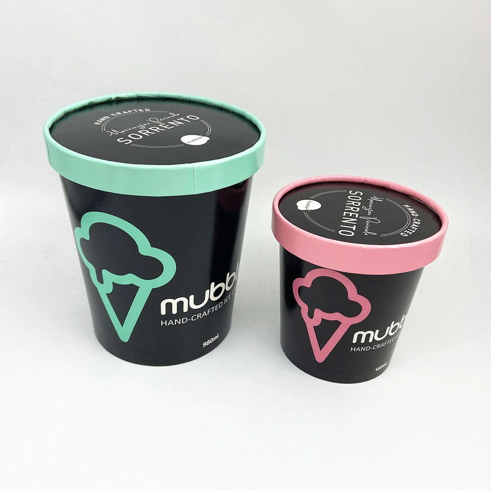 3oz 5oz desechables impresos personalizados yogur helado vaso de papel Papel recipiente con tapa y la cuchara de helado de plástico