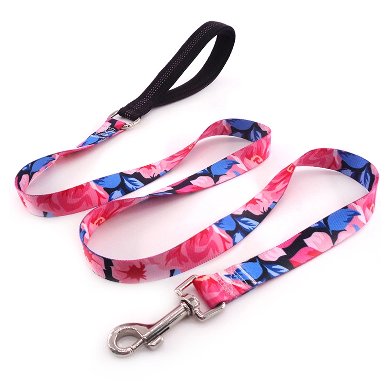 Waterproof Polyester Printed Pattern Pet Flat Rope Jogging Dog Cat Leashes Leads