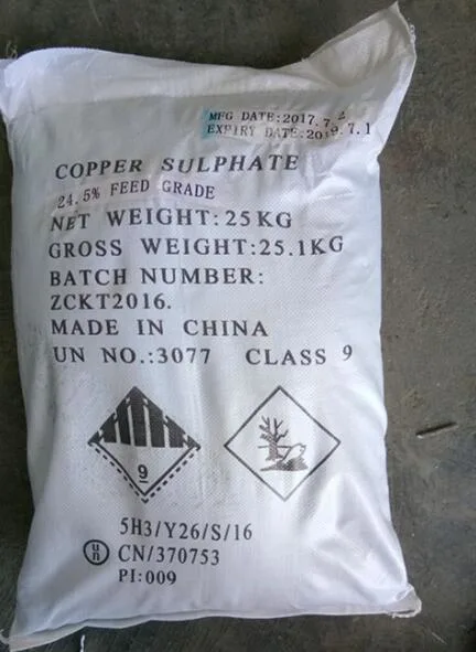 Fabricante de China el sulfato de cobre pentahidratado 98,5%Min CAS 7758-99-8