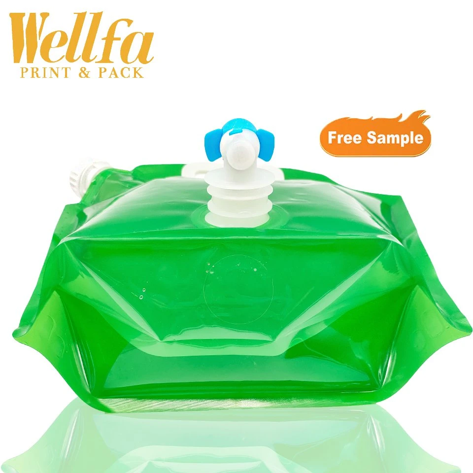 BPA Free 1L5l 10L Custom Logo Clear Outdoor Camping Hiking Portable Handle Spout Pouch Plastic Packaging Folding Water Storage Bag with Butterfly Valve