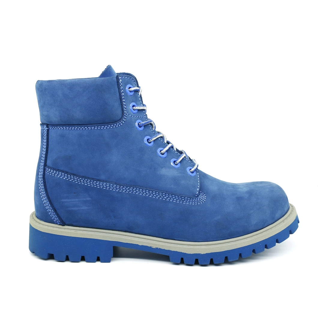 Blue Nu Buck Lace up Slip Resistant Leisure Work Fashion Non-Safety Boot