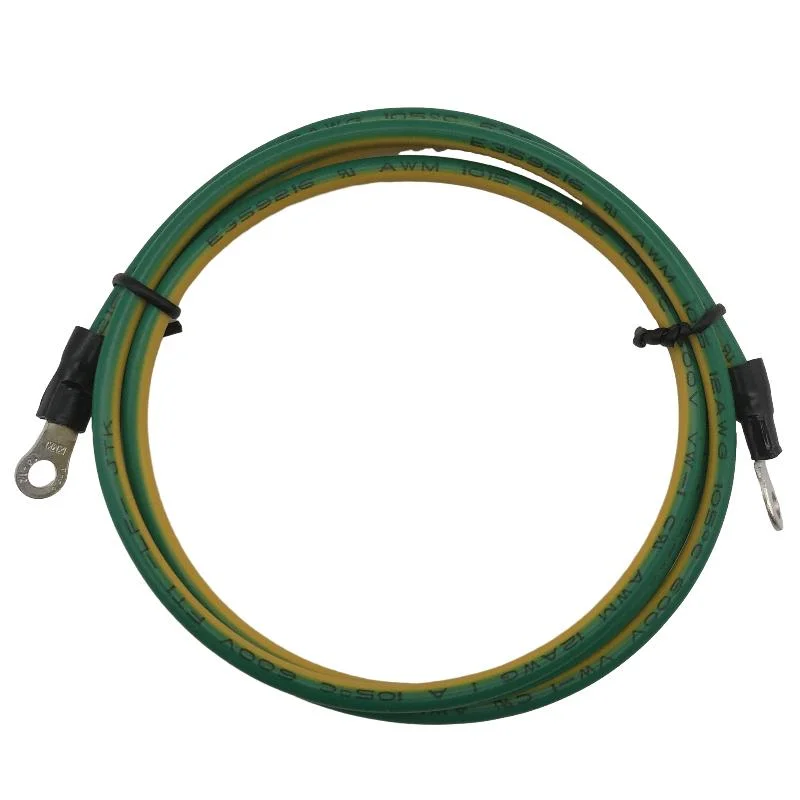 Customized Ground Wire Harness Green Yellow Grounding Wire with Insulated O Ring Terminal