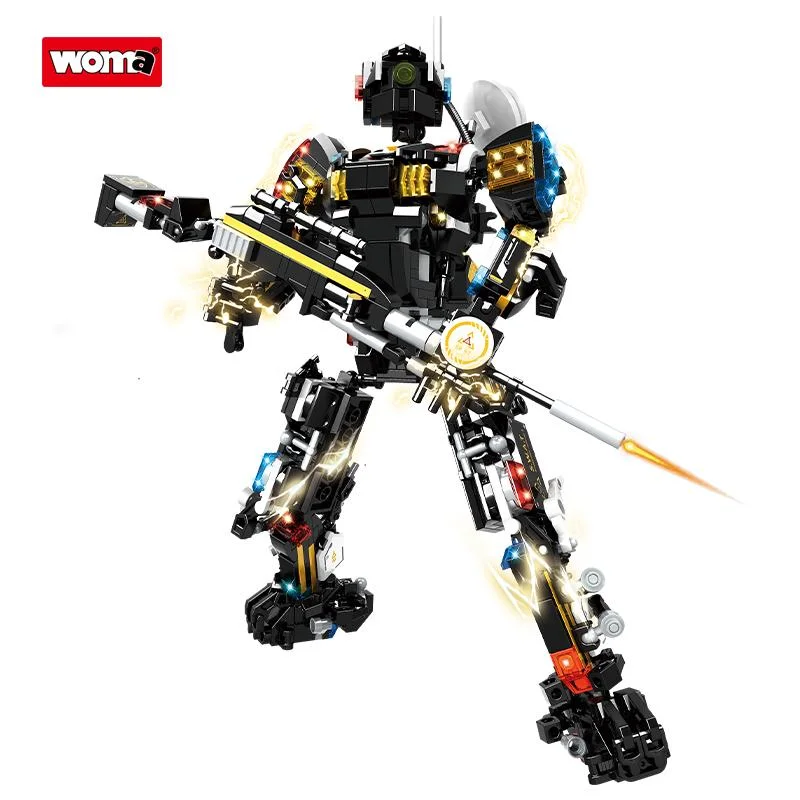 WOMA Spielzeug C5017 Schüler Kind pädagogische DIY kreative Kunststoff deformiert Bausteinzeug Block 4 in 1 Transforming Mecha Kit Roboter Spielzeug Einstellen