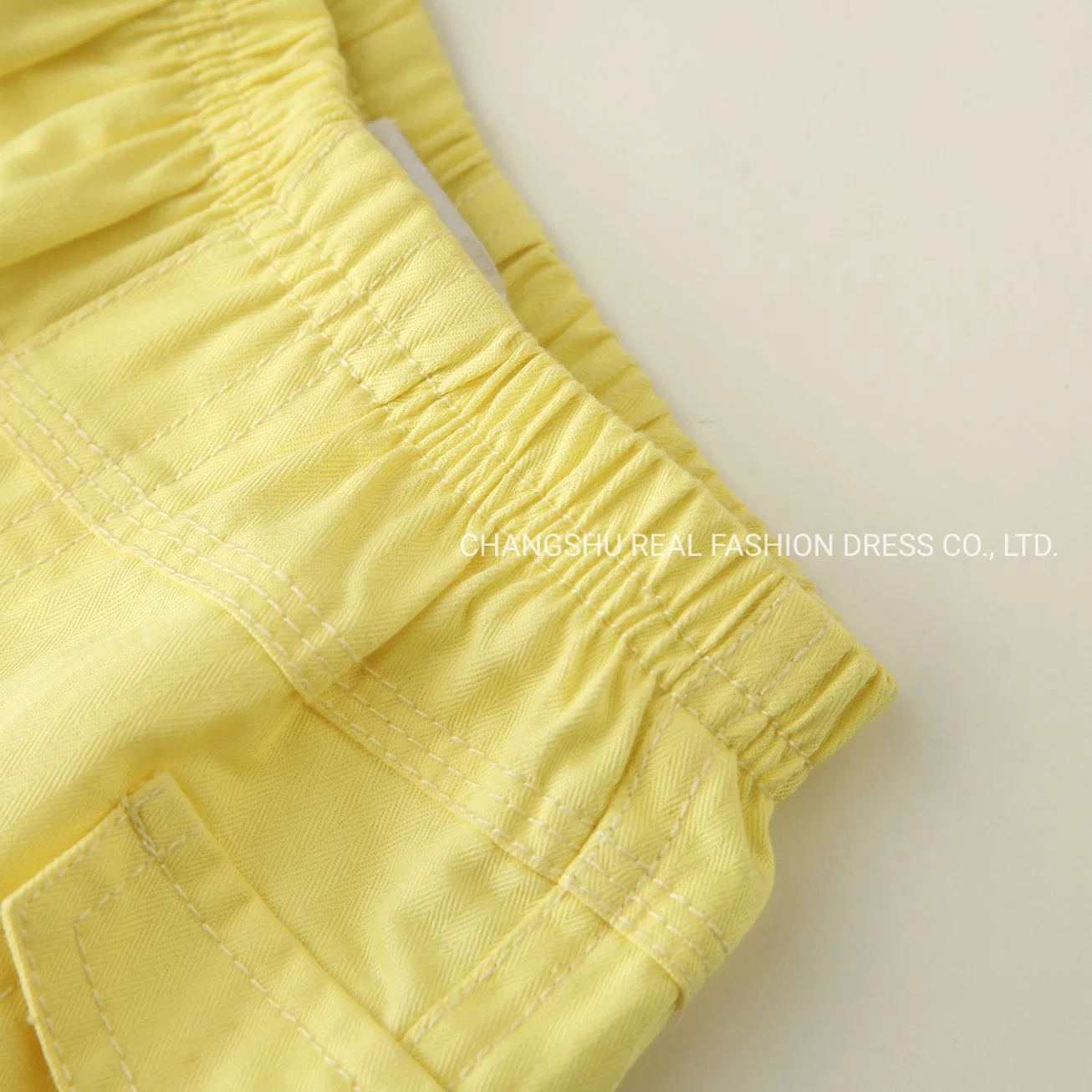 Children Holiday Clothing Boy Baby Knitted White Top and Woven Yellow Short Suit Wear with Print