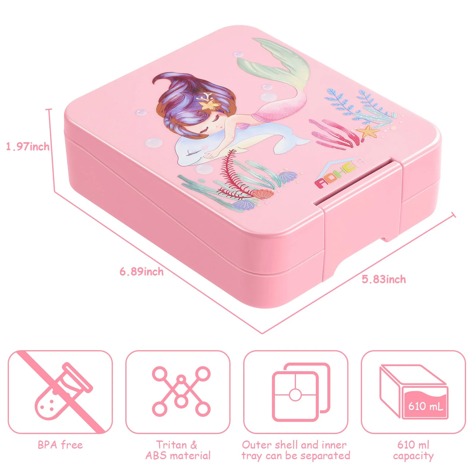 Aohea Kids Lunch Box, Contenedores apilables de almuerzo Bento para adultos, a prueba de fugas