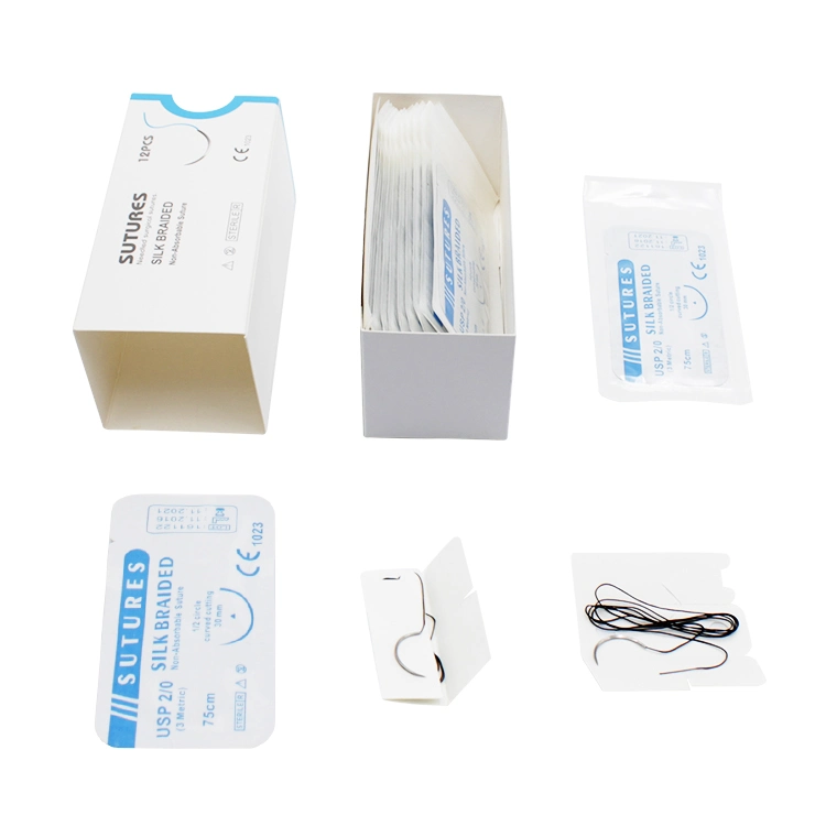 Medical Supply Absorbable Surgical Suture Thread with Needle Plain Chromic Catgut PGA Pdo Silk Nylon Suture