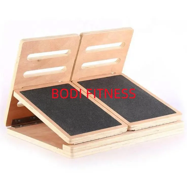 Adjustable Incline Board Calf Stretcher Extra Side Handle Design Fitness Power Training Wooden Slant Stretch Board Wooden Slant Board