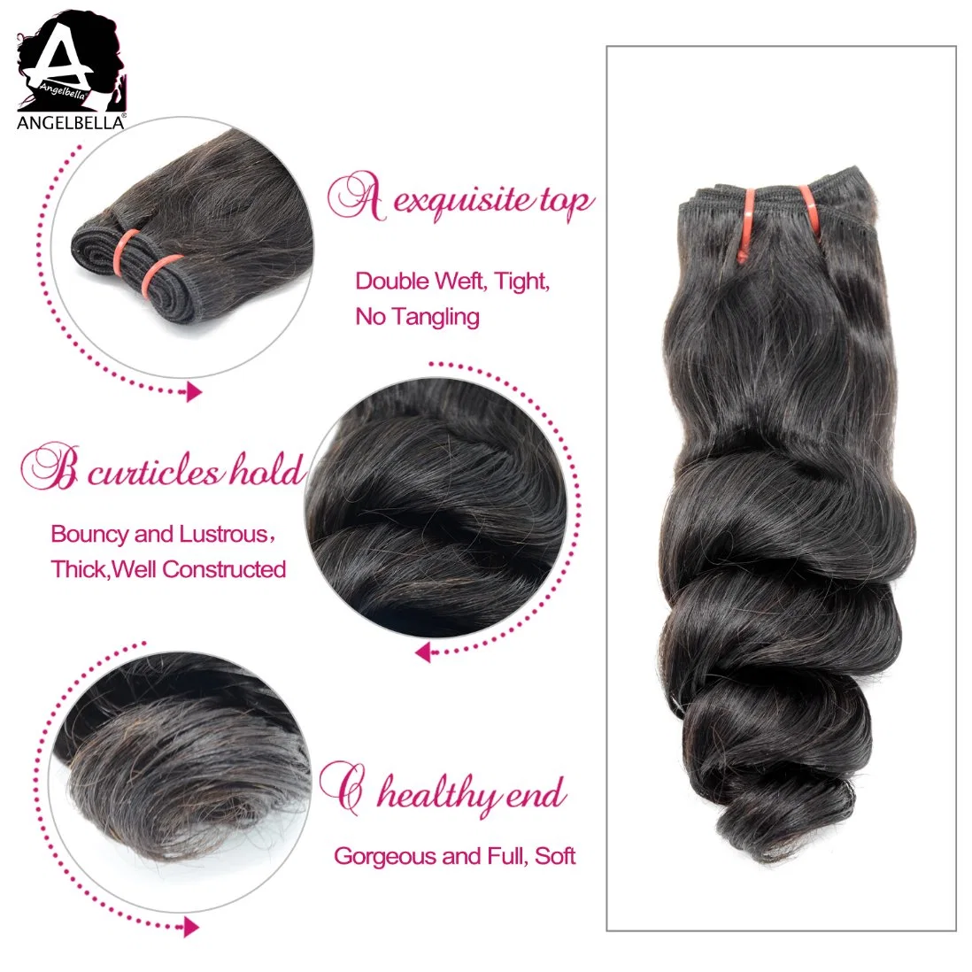 Angelbella New Arrived Hair Pieces Super Double Drawn Loose Wave Funmi/Body Wave Remy Hair