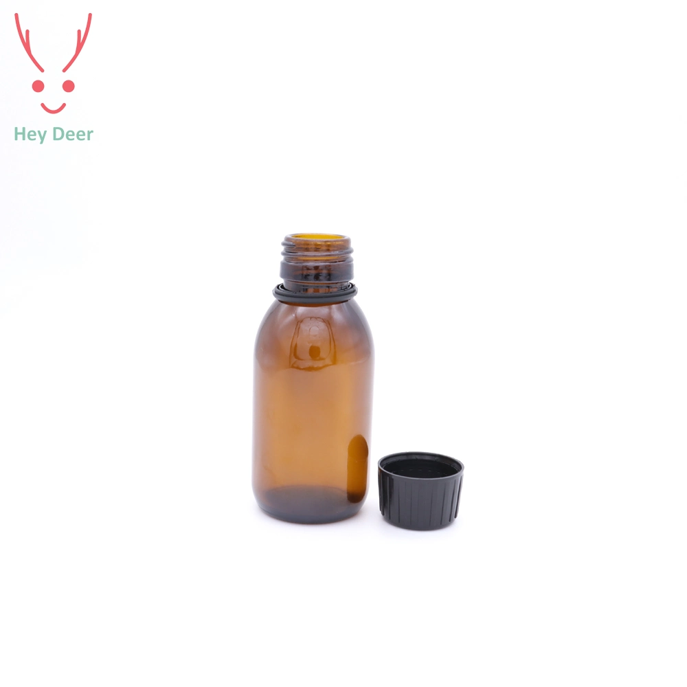 Medical Use Amber Glass Syrup Bottle Liquid Medicine Bottle with Plastic Cap