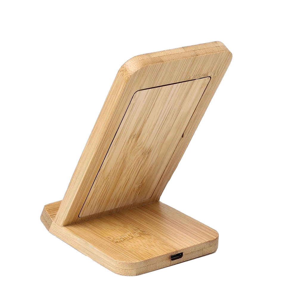 New Gift Bamboo Phone Wireless Charger Mobile Holder Promotion Christmas Gift