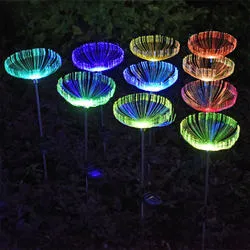 7 el color cambiante panorama Impermeable IP65 decorativo de fibra óptica de solares de Jardín de las luces LED de luz de las medusas