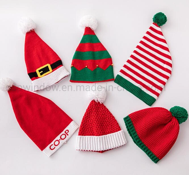 Christmas Cute Beanie Winter Cap with Custom Logos on Knitted Cap