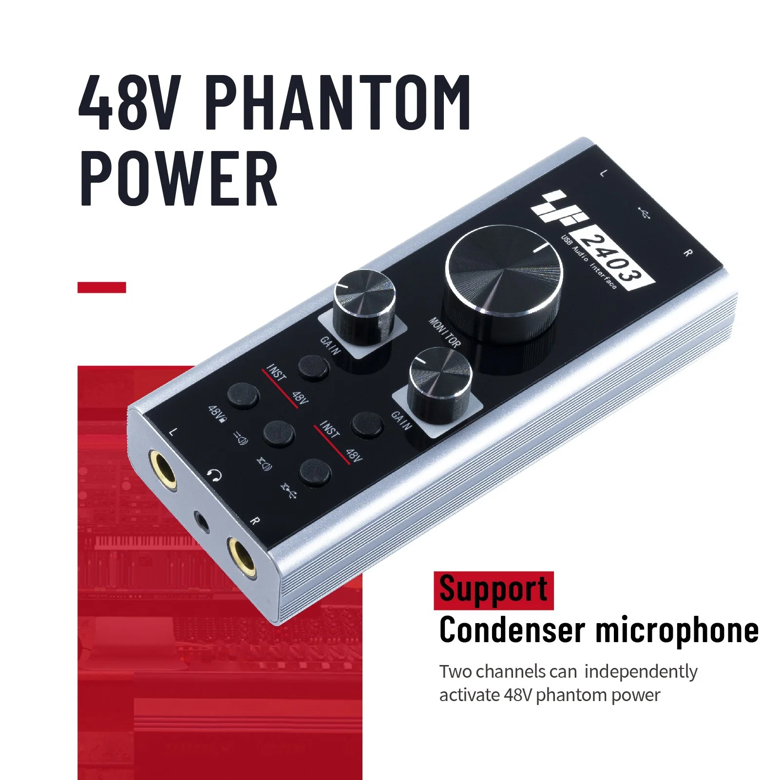 Simplefly Mini Audio Interface с частотой дискретизации 24 бит 192 кГц No Задержка идеально подходит для записи вокальных/реперных записей