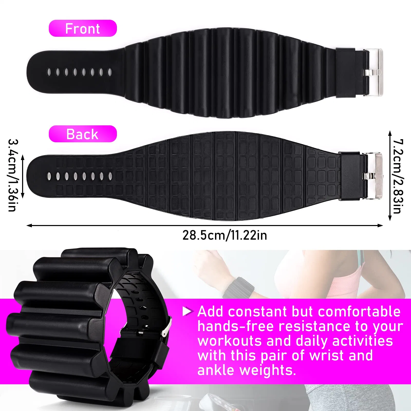 Silicone Bracelets Waterproof Strength Training Built-in Removable Metal Steel Wrist Ankle Weights