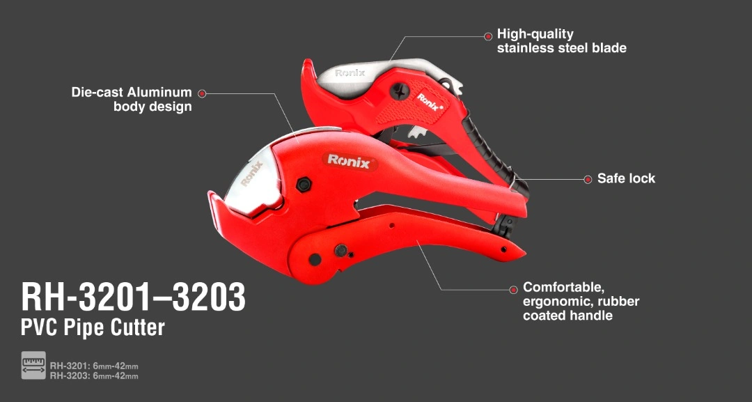 Ronix Hand Tool Model Rh-3203 PVC 42mm Fast Cut in One Cut PVC Pipe Cutter