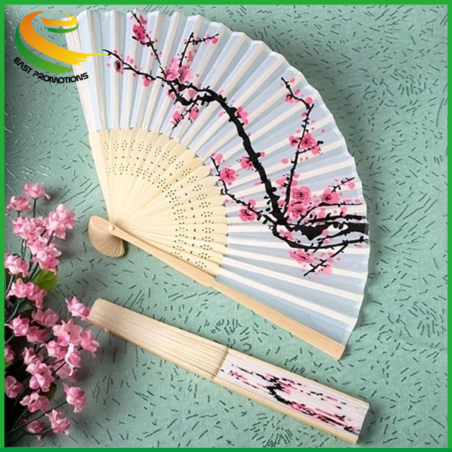 Chinese Promotional Bamboo Frame Paper Folding Hand Fan