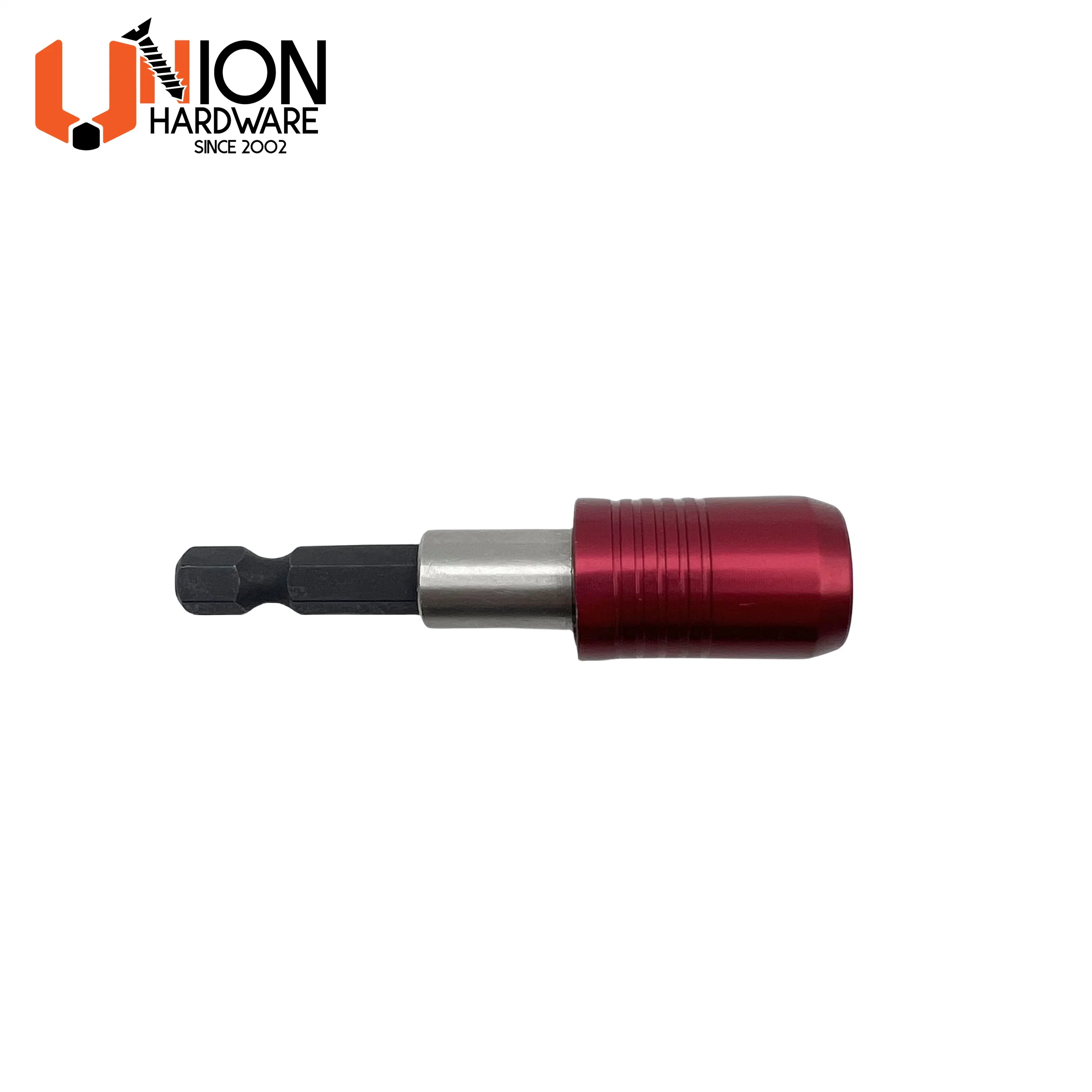 1/4'' Hex Shank Quick Red Release Screwdriver Bit Holder Self-Locking Magnetic Bit Holder Drill Bit Extension Bar for Power Tool