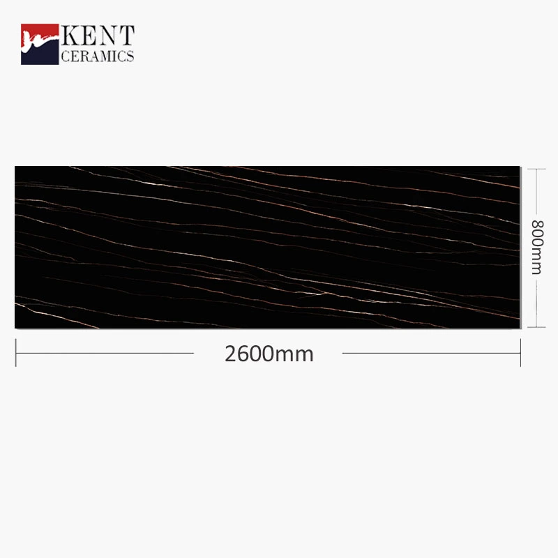 800X2600mm Sintered Slab Black Soft Glazed Surface for Interior & Exterior Decoration