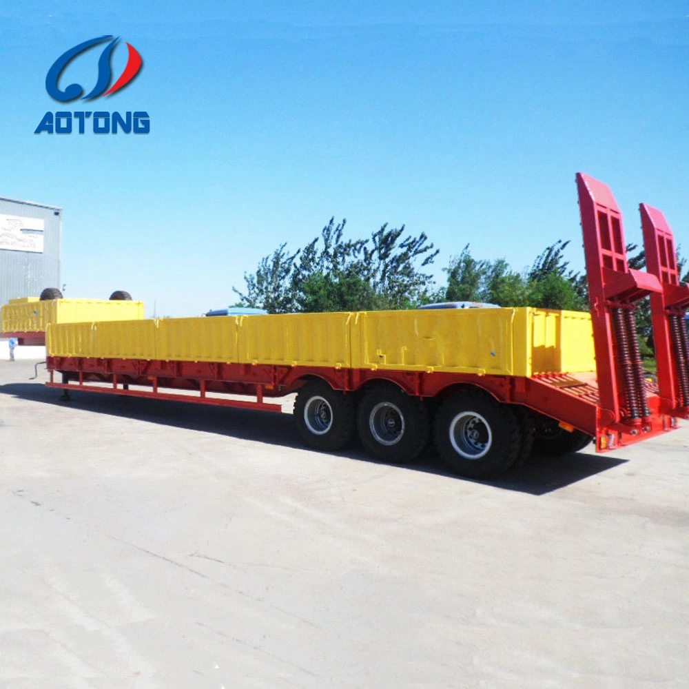 80 Tons Excavator Double Axles Lines Low Bed Trailer for Indonesia