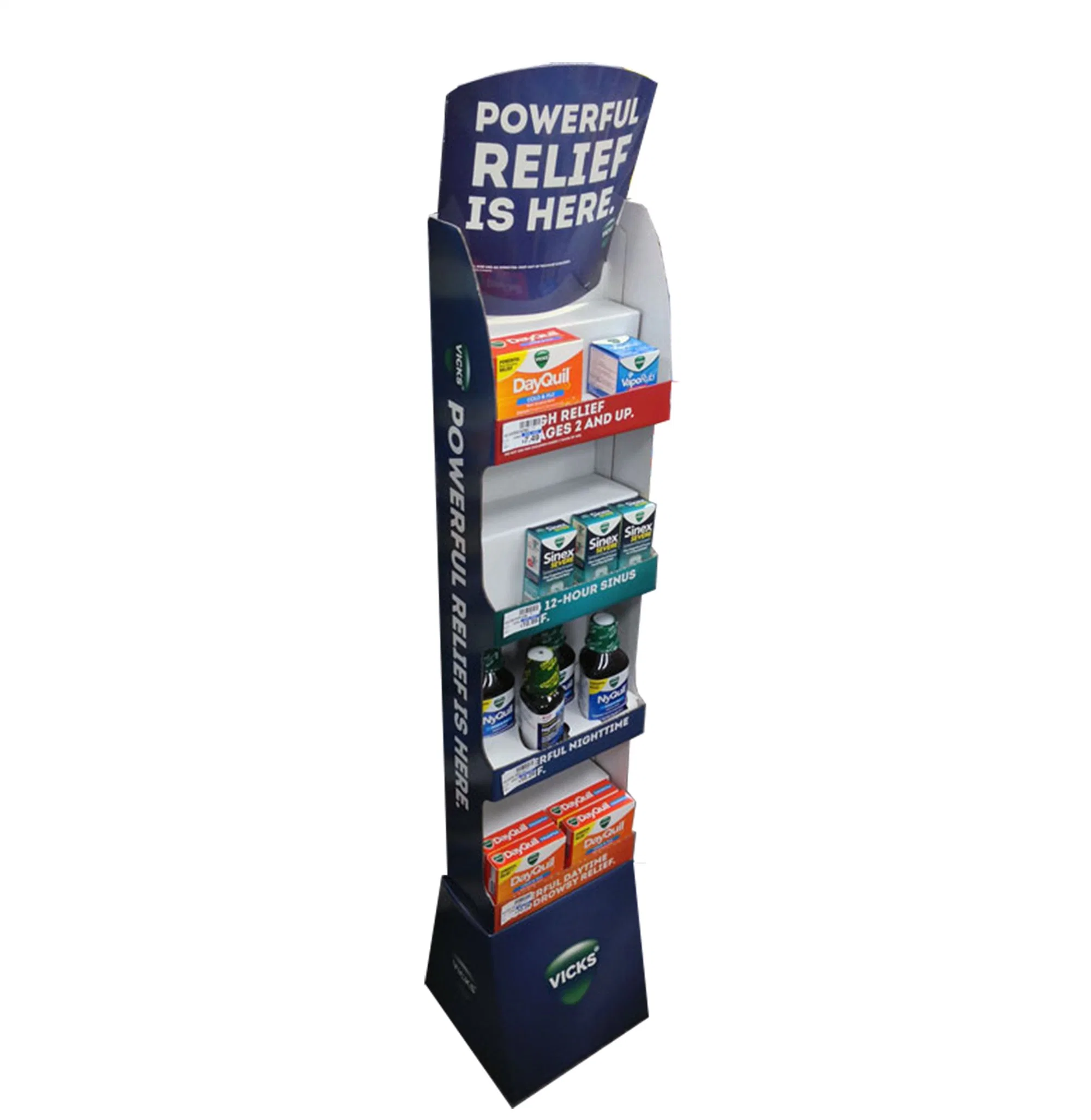 Single Wall Recycle Cardboard Floor Display Stands for Light Weight Products Retail