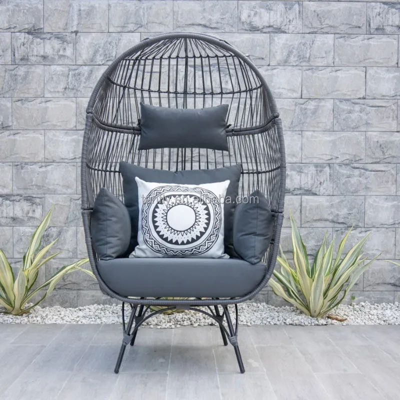 Outdoor Garden Furniture Rattan Iron Frame Single Seater Comfort Rattan Wicker Chair