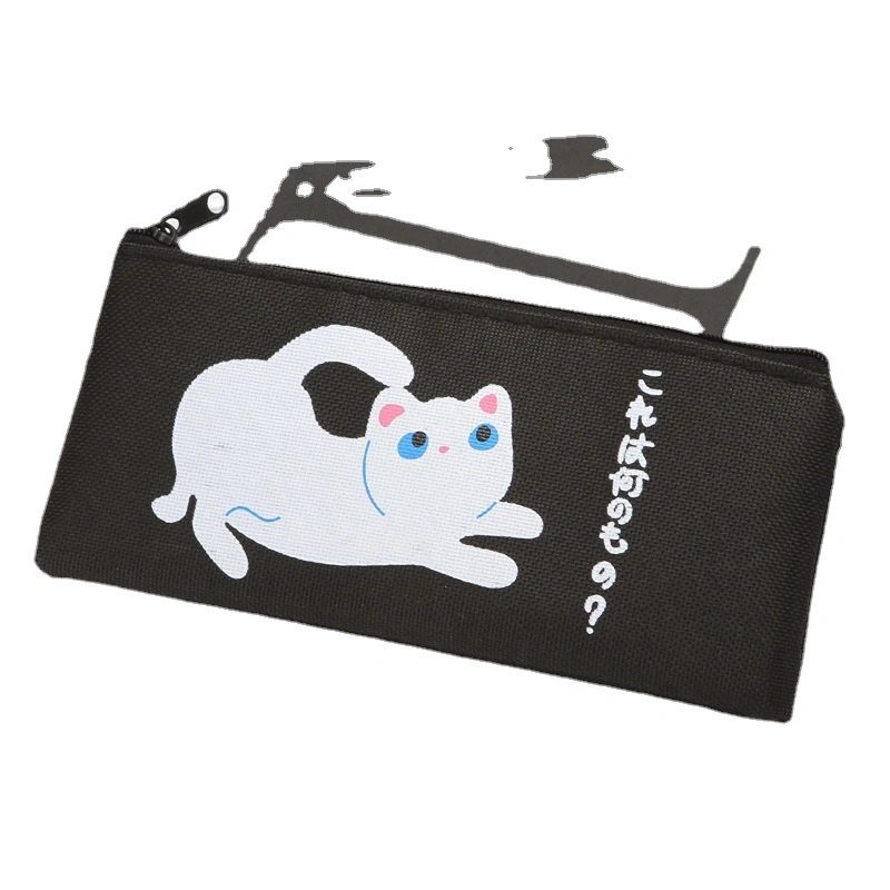 Cute Cartoon Cat Canvas Zipper Pencil Case Canvas Children Bag