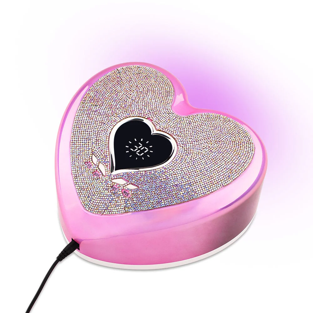 Popular New Style Cute Heart Shape Fast Drying Manicure Pedicure Machine Light Weight 96W Hybrid PRO Cure UV LED Nail Lamp