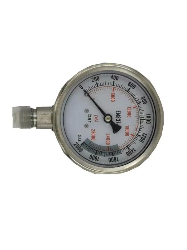 Hot Sale Model: Yb100-100 100MPa High Pressure Stainless Steel Liquid Filled Pressure Gauge with Bottom Connection in M20X1.5 or G1/2''