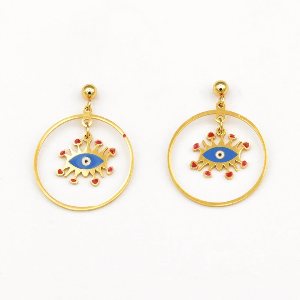 Factory Customized Fashion Eardrop Turkish Evil Eyes Earrings for Ladies