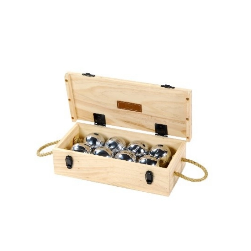 Venta al por mayor Custom 8pcs Petanque de metal Bochas Bolas conjunto con Caja de madera