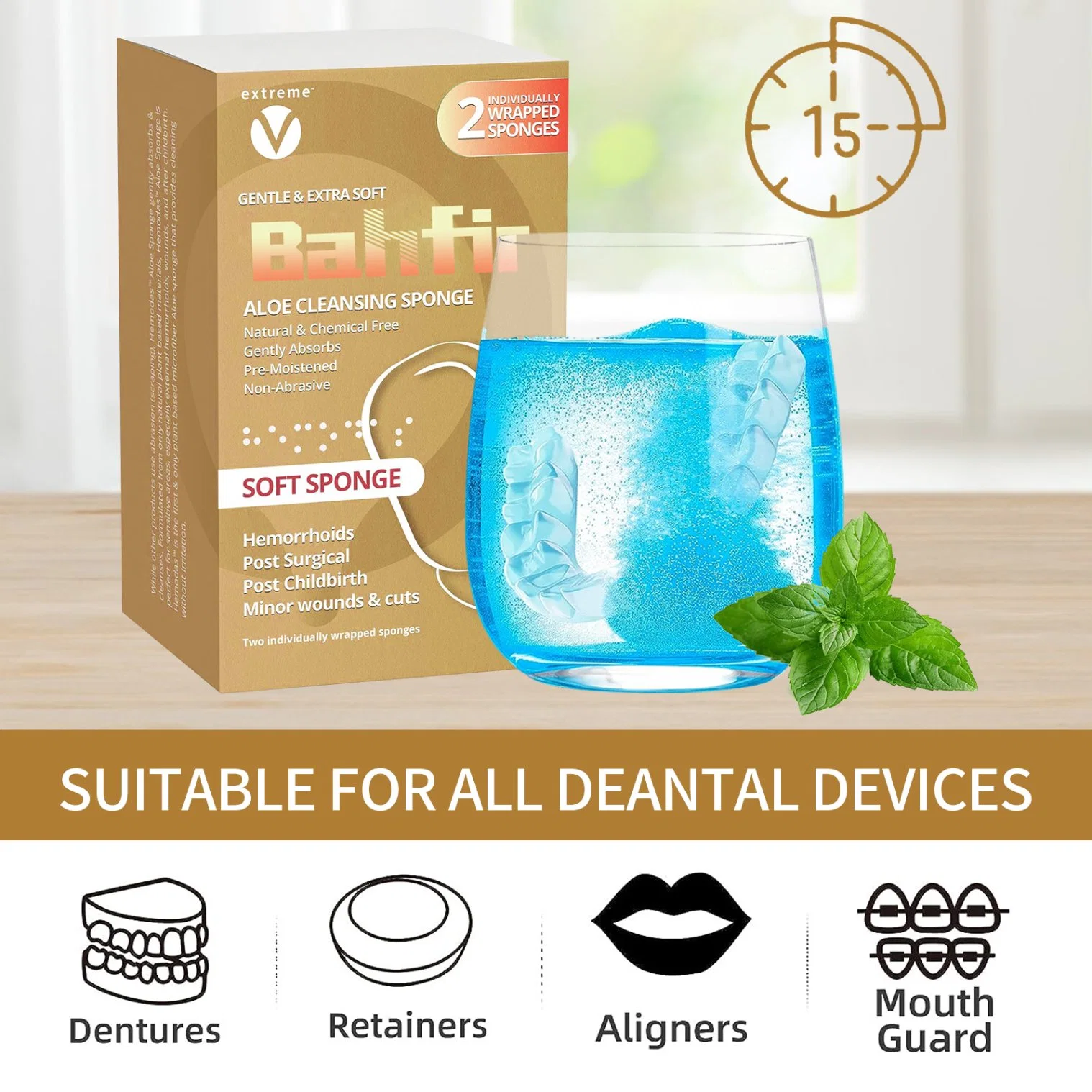 Retainer Cleaner Tablets & Denture Cleaning Tablets, Keep Your Dental Appliances and Nightguards Clean and Odor-Free