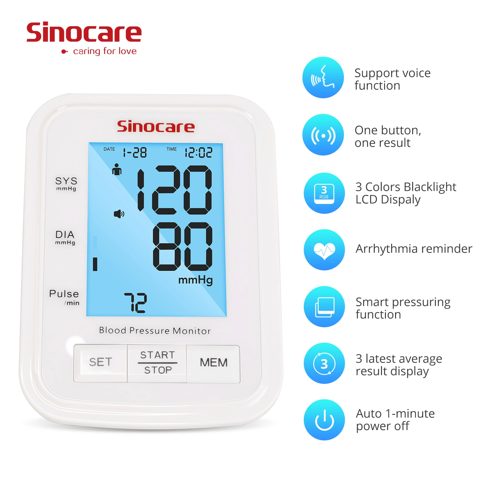 Sinocare Blutdruckmessgerät OEM-Produkte Hochgenaues digitales Sphygmomanometer Blutdruckmessgerät Blutdruckmessgerät Blutdruckmessgerät Für Medizinische Geräte