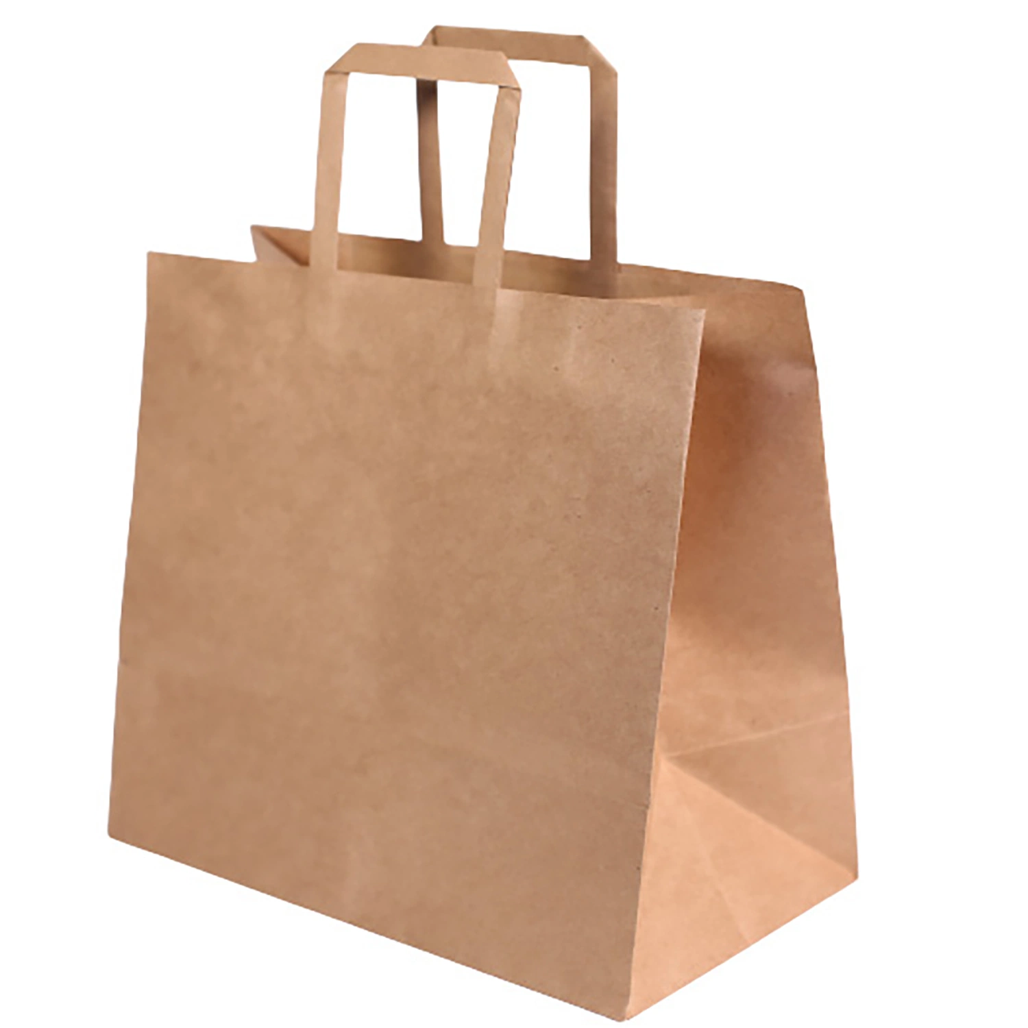 Sacs de transport à gousset latéral sacs en papier Kraft brun recyclé bon marché Poignée découpée avec logo