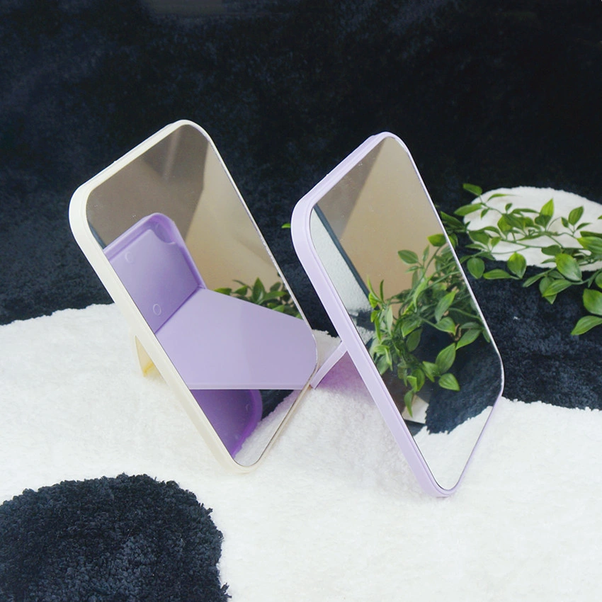 Modern Round Bathroom Desktop Foldable Cosmetic Mirror Plastic