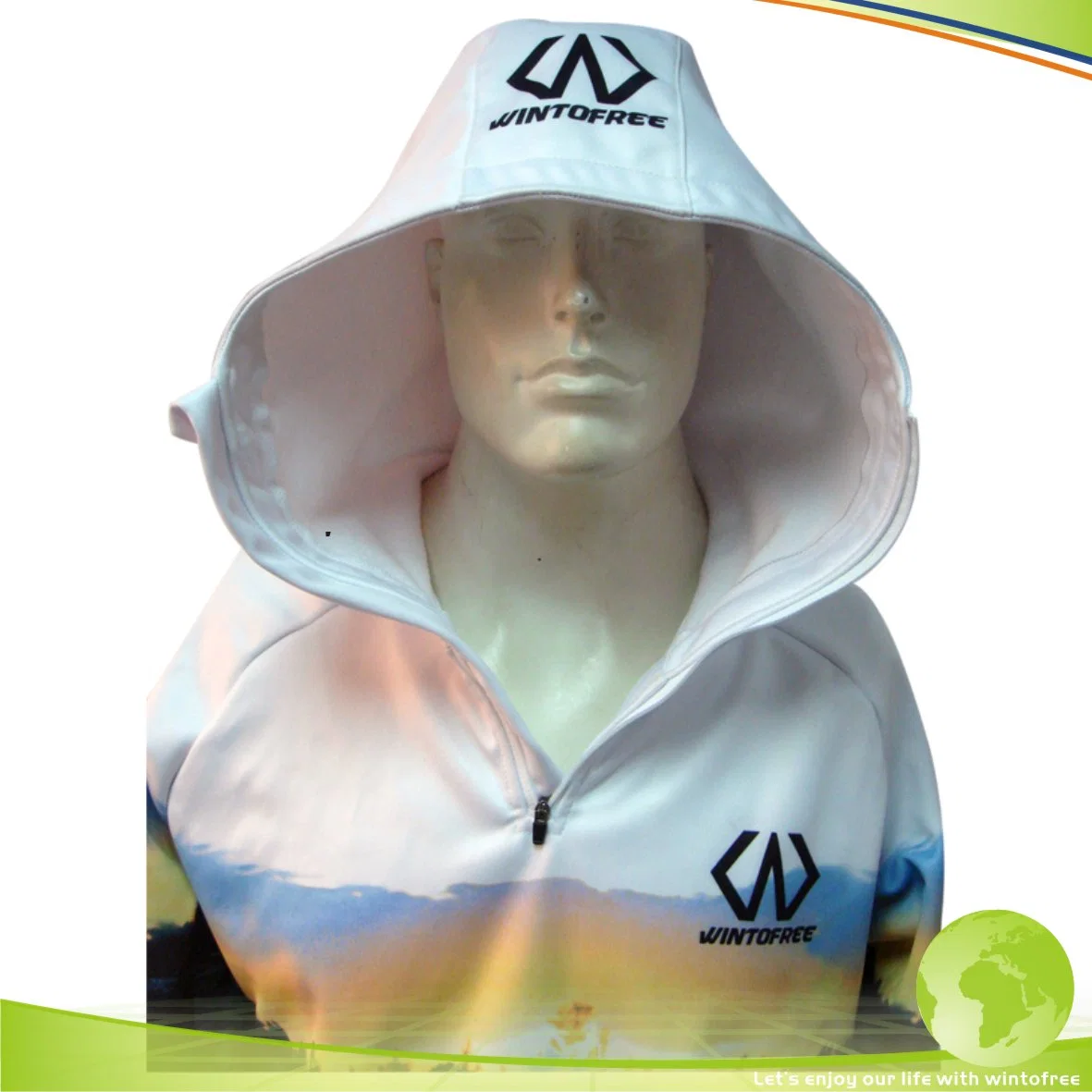 Custom Sports Outdoor Sonnenschutz Herren Angeln Hoodies mit Fleece, Sublimation Polyester Winter Angeln Jersey mit Maske