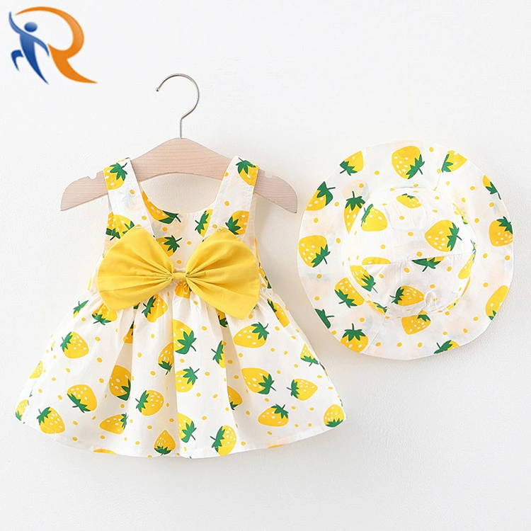 Großhandel Mode Kinder Mädchen Kleid Obst Muster Ärmellos Prinzessin Baby Kleid